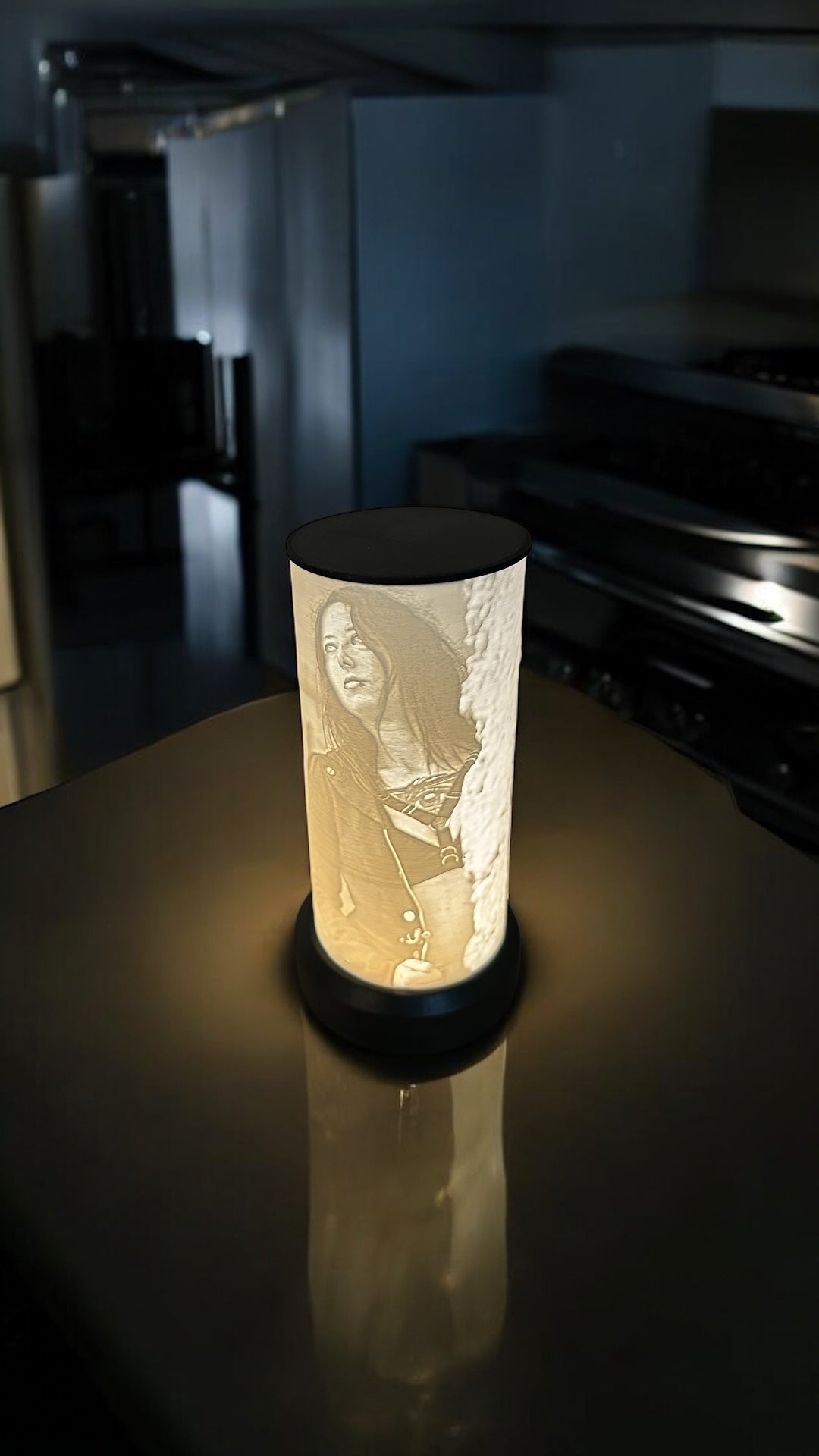 Lithophan-Bild rund mit zwei Bilder