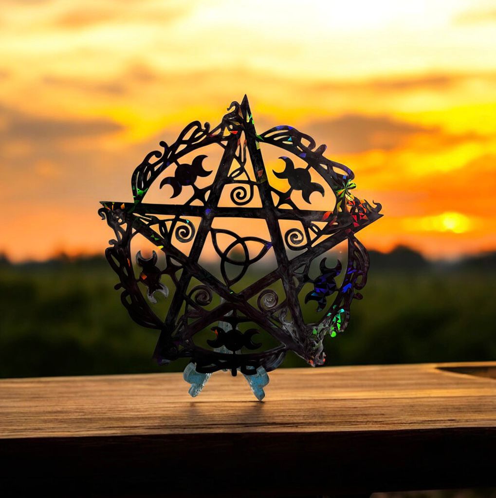 🌟 Pentagramm mit Dreifachmond aus Epoxidharz: Schutz & spirituelle Kraft! 🌟