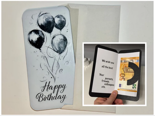 🎁Happy Birthday baloon - Karte 🖨️