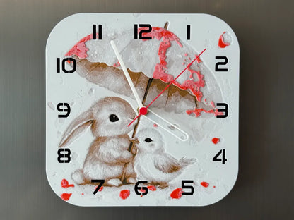 3D-Druck Uhr –  Hase mit Schirm