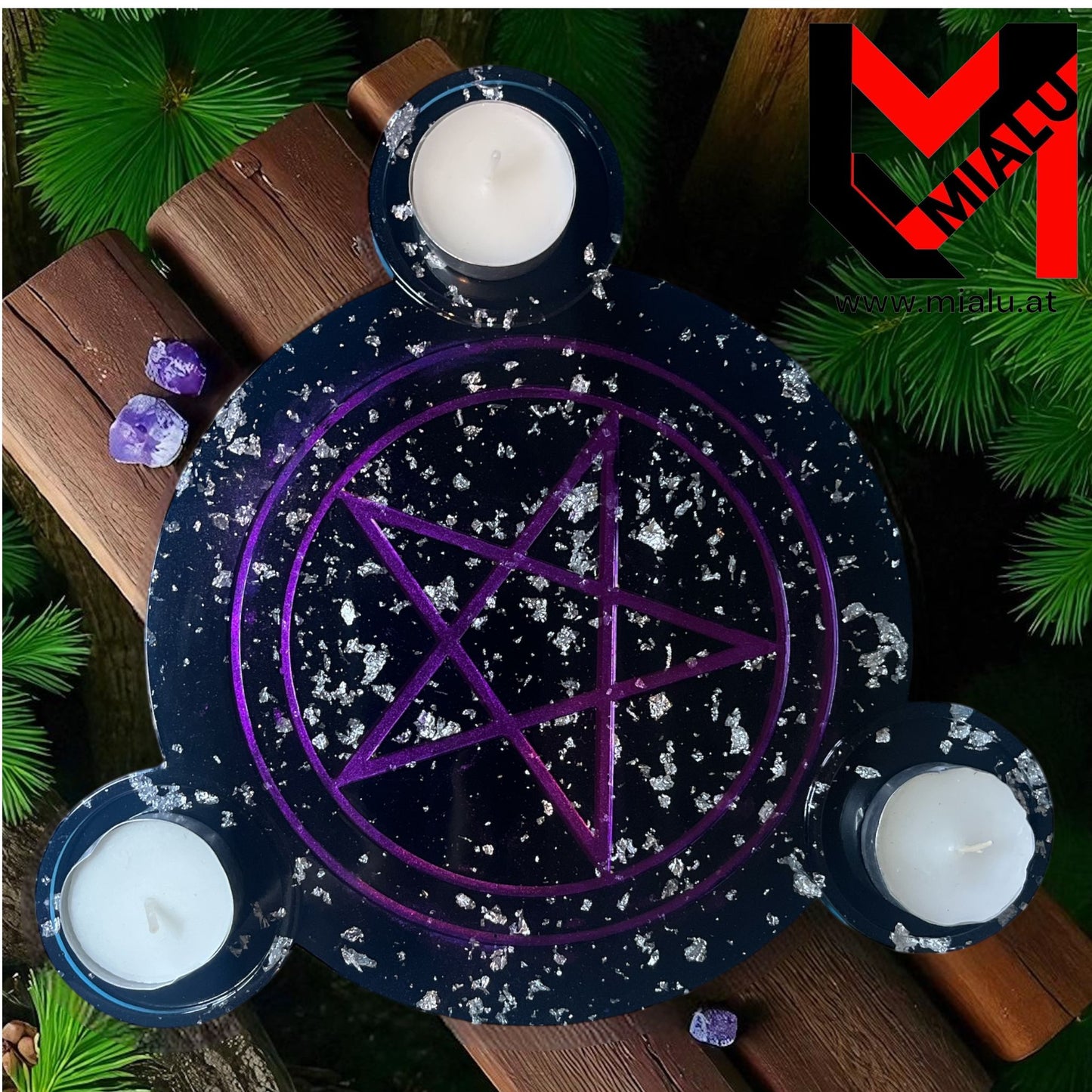 ✨ Mystischer Pentagramm-Kerzenhalter aus Epoxidharz ✨