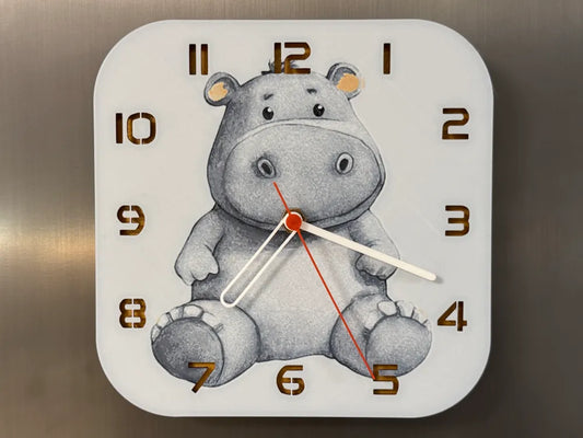 3D-Druck Uhr – Nilpferd