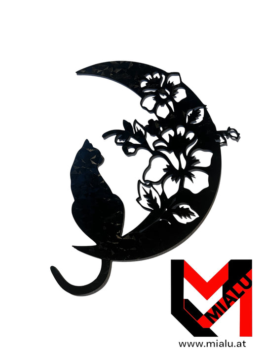 3D Wandbild Katze & Mond – Stilvolle Wanddekoration für dein Zuhause