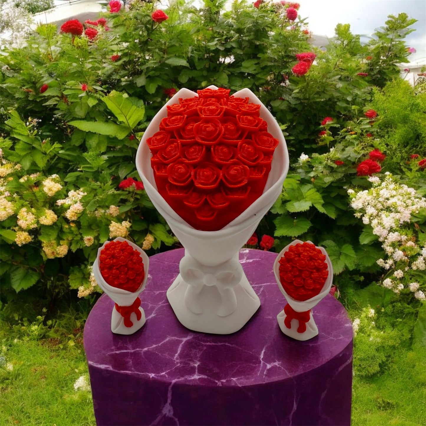 🌹 Ewige Rosen – 3D-Blumenstrauß - Schlüsselanhänger 🌹